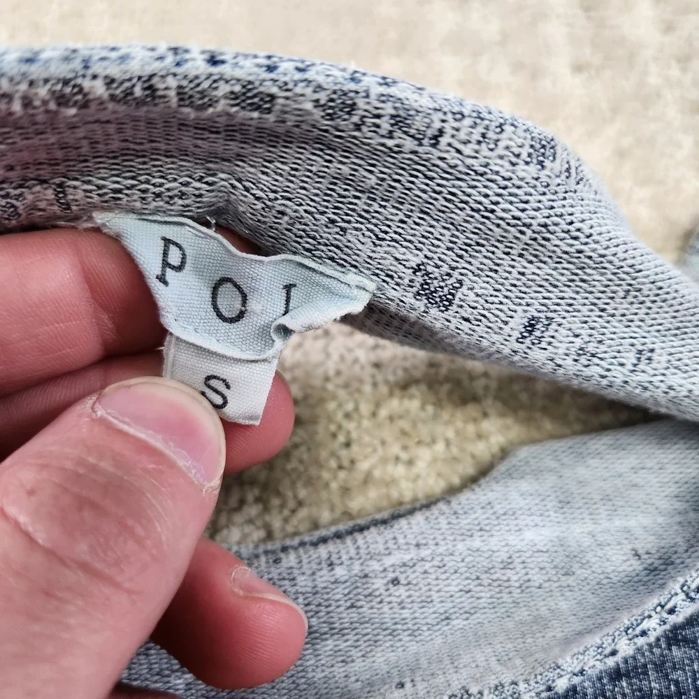 POL Sweatshirt Women Small Pullover Blue Boho Hippie Stretch Distressed - Picture 7 of 9